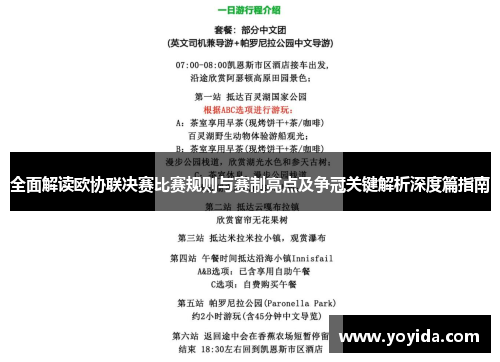 全面解读欧协联决赛比赛规则与赛制亮点及争冠关键解析深度篇指南